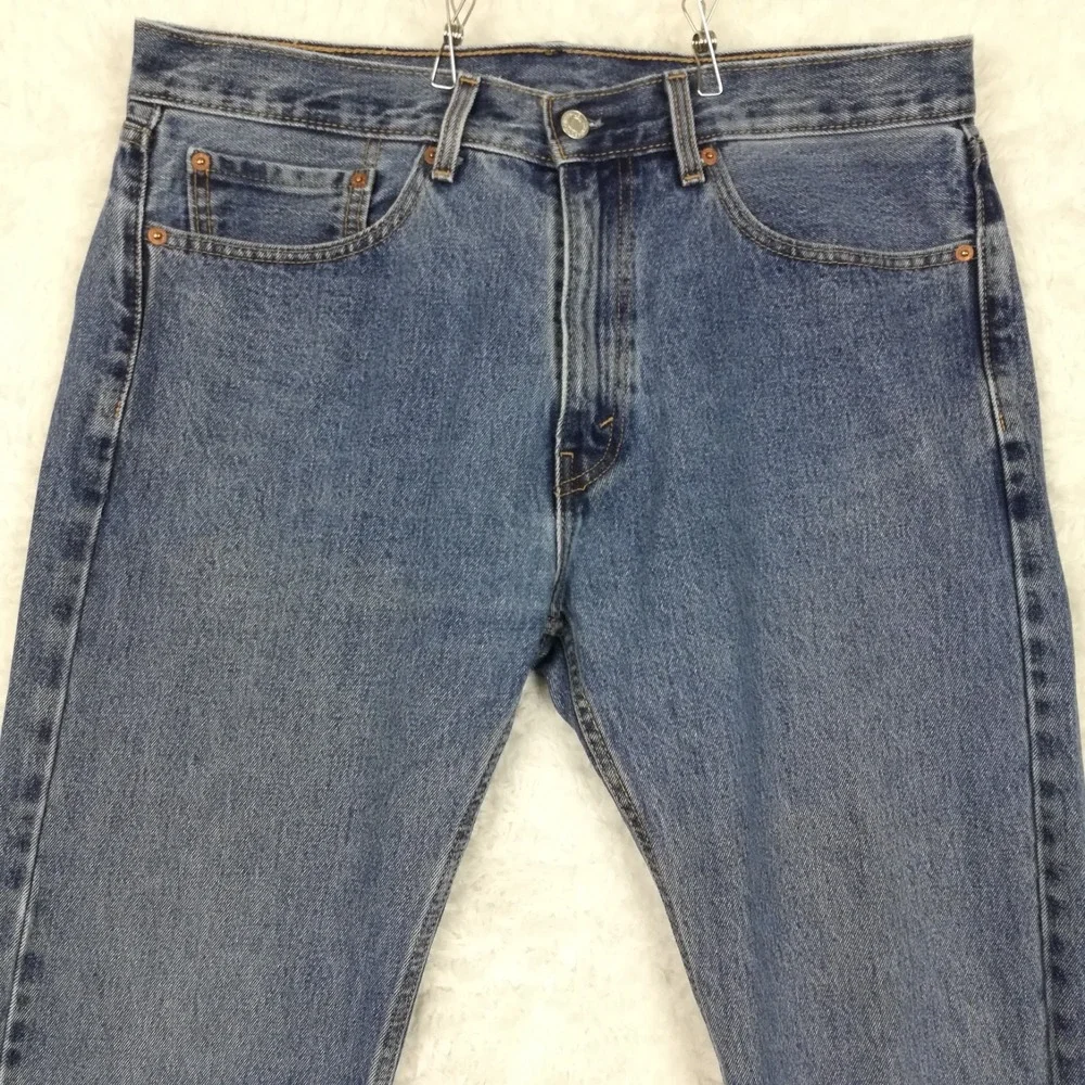 Levi's Mens Jeans 505 Straight Leg Blue Denim Medium Wash Regular Fit 35x32